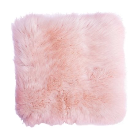 DEERLUX Genuine Australian Lamb Fur Sheepskin Square Pillow Cover 16 in., Pink QI003482P
